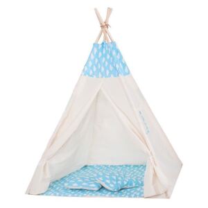 Namiot Tipi dla dzieci wigwam błękitny w chmury XXL
