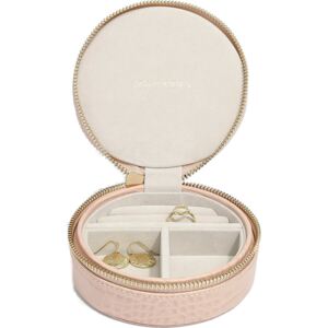 Pudełko na biżuterię podróżne Travel Croc okrągłe różowe