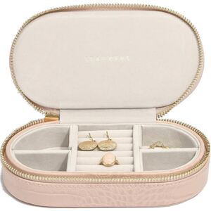 Pudełko na biżuterię podróżne Travel Croc owalne różowe