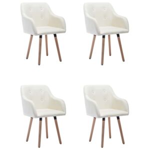 Krzesła stołowe, 4 szt., kremowe, tapicerowane tkaniną