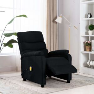 Rozkładany fotel masujący, czarny, tapicerowany tkaniną