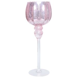 Różowy świecznik - kielich z nóżką Rosa 40 cm