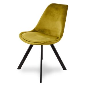 Stylowe tapicerowane krzesło K 1059A - złoty velvet, noga czarna