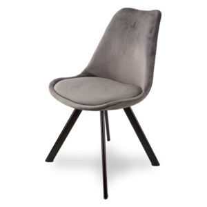 Stylowe tapicerowane krzesło K 1059A - szary velvet, noga czarna