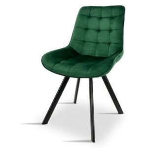 Stylowe tapicerowane krzesło K 1060 - zielony velvet, noga czarna