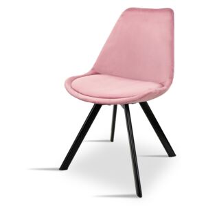 Stylowe tapicerowane krzesło K 1059A - różowy velvet, noga czarna