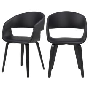SELSEY Zestaw dwóch krzeseł tapicerowanych Drokan ekoskóra na brzozowej podstawie czarne