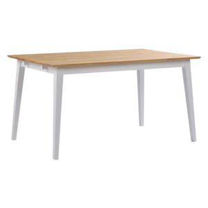Stół z drewna dębowego z białymi nogami, długość 140 cm