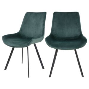 SELSEY Zestaw dwóch krzeseł tapicerowanych Regora velvet zielone