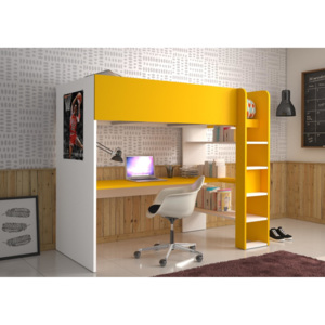 Łóżko piętrowe z biurkiem Bo2 żółte