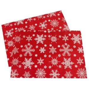 Świąteczne podkładki „Płatki śniegu” czerwony, 32 x 45 cm, zestaw 2 szt