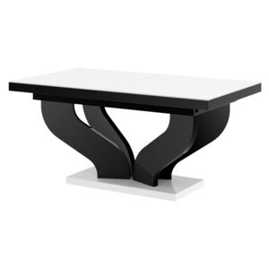 Biało-czarny rozkładany prostokątny stół - Tutto 2X