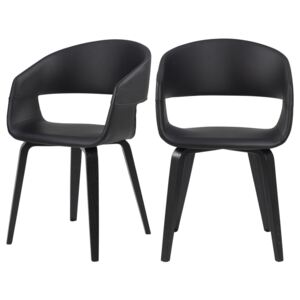 SELSEY Zestaw dwóch krzeseł tapicerowanych Drokan ekoskóra na dębowej podstawie czarne