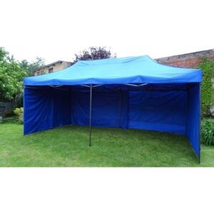 Ogrodowy namiot party DELUXE nożycowy + ściany boczne - 3 x 6 m niebieski