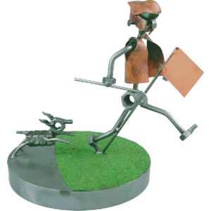 Metalowa figurka Golf z psem w pościgu. Prezent z humorem