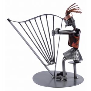 Metalowa figurka Harfa. Prezent dla uzdolnionych muzycznie