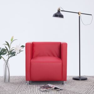 Fotel kubik VidaXL, czerwony, sztuczna skóra