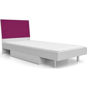 Łóżko młodzieżowe ELIOR Kormi, biało-fioletowe, 94x95x210 cm
