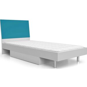 Łóżko młodzieżowe ELIOR Kormi, biało-turkusowe, 94x95x210 cm
