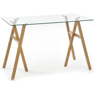 Nowoczesne szklane biurko ELIOR Kobe, brązowe, 60x76x120 cm