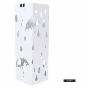 Stojak na parasole Rain metalowy biały na planie kwadratu