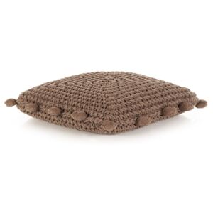 Poduszka podłogowa, kwadratowa, bawełna, 50x50 cm, brązowa