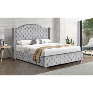 Łóżko z materacem tapicerowane 160x200 sf908 szary welur