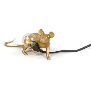 Lampa Mouse złota leżąca czarny kabel