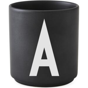 Kubek porcelanowy AJ czarny litera A