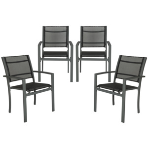 Zestaw 4 x Krzesło ogrodowe antracyt/czarny
