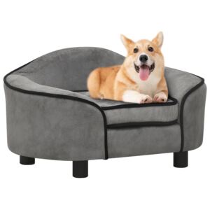Sofa dla psa, szara, 67x47x36 cm, pluszowa