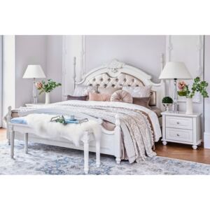 Białe łóżko Victoria 872, tapicerowane
