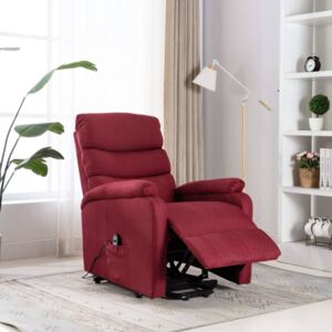Fotel podnoszony, masujący, rozkładany, winna czerwień, tkanina