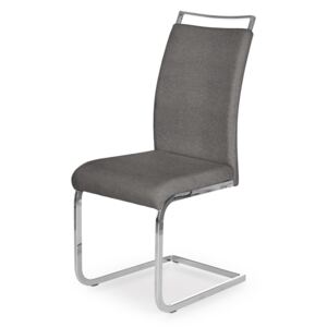 Szare krzesło z rączką na chromowanych płozach K348