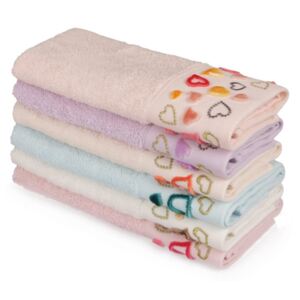 Zestaw 6 kolorowych ręczników z czystej bawełny Sri Lanka, 30x50 cm
