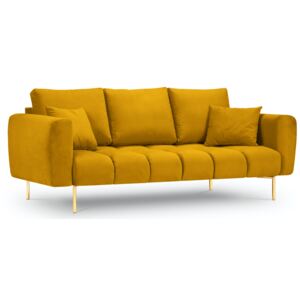 Sofa 3-os. Malvin 220 cm żółta nogi złote
