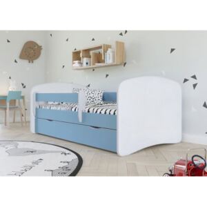 Łóżko z szufladą 140x70cm BABYDREAMS, kolor biało-niebieski