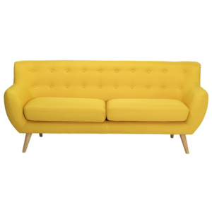 Sofa tapicerowana Alice, 3 osobowa - żółta