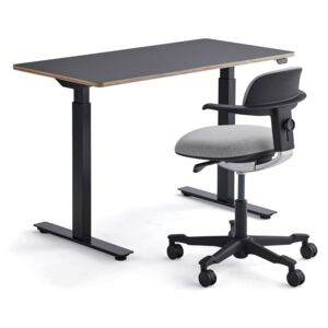 Zestaw NOVUS + NEWBURY, 1 biurko + 1 czarno szare krzesło biurowe
