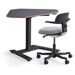 Zestaw NOVUS + NEWBURY, 1 biurko narożne + 1 czarno szare krzesło biurowe