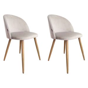 Zestaw krzeseł CLAUDINE 2 VELVET 2 szt ecru/dąb nowoczesne tapicerowane ATOS