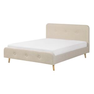 Łóżko beżowe - 160x200 cm - łóżko tapicerowane - RENNES