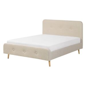 Łóżko beżowe - 140x200 cm - łóżko tapicerowane - RENNES