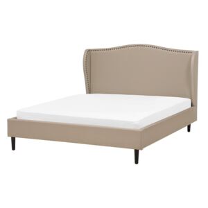 Łóżko beżowe - 140x200 cm - łóżko tapicerowane - stelaż - COLMAR