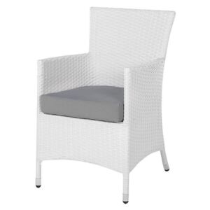 Krzesło ogrodowe rattan białe poducha szara ITALY
