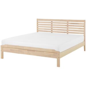 Łóżko jasnobrązowe - drewniane 160x200 cm - podwójne - CARNAC
