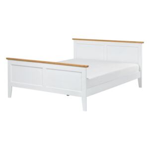 Drewniane łóżko białe ze stelażem 140 x 200 cm OLIVET
