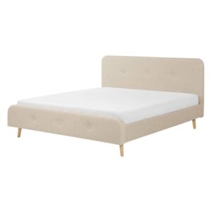 Łóżko beżowe - 180x200 cm - łóżko tapicerowane - RENNES