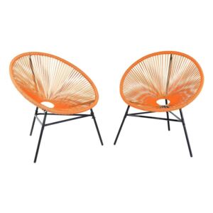 Zestaw 2 krzeseł rattanowych pomarańczowe ACAPULCO