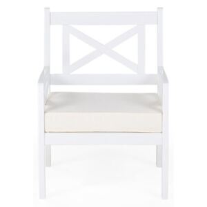 Krzesło ogrodowe drewniane białe poducha beżowa BALTIC